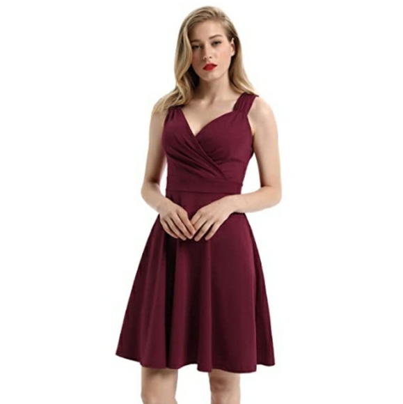 Women's 50s 60s Vintage Sleeveless V-Neck Dress - Picture 6 of 6